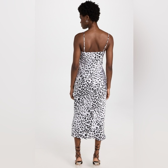 L’AGENCE Seridie Mid Length Slip Cheetah Dress Silver Black - Picture 10 of 10